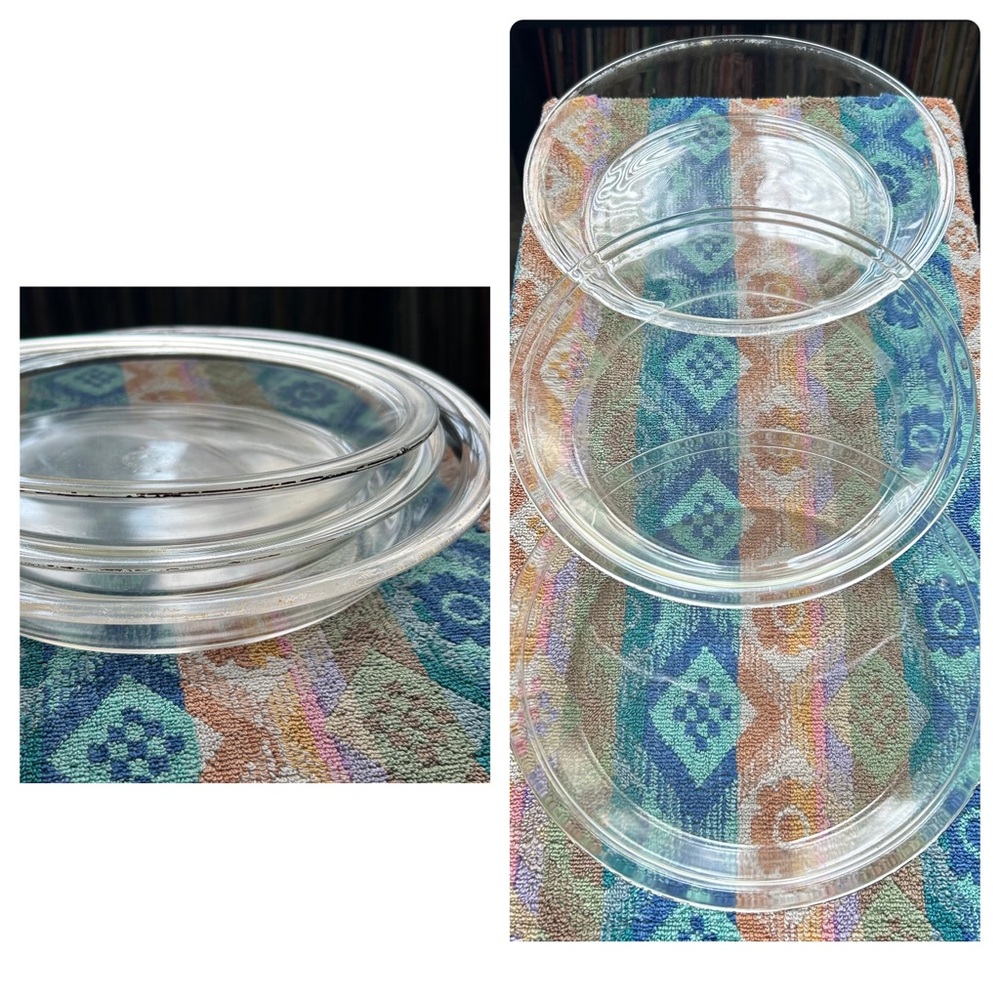 PYREX Vintage Clear Baking Pie Casserole Dishes 1940s 1950s Bakeware Cor…